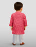 Boys Red Cotton Bandhani Kurta Pyjama Set with Digital Print